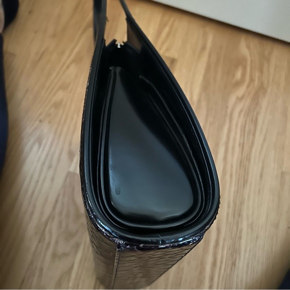 Brown Ombré Double Handle Croc Patent Handbag - Picture 6 of 10